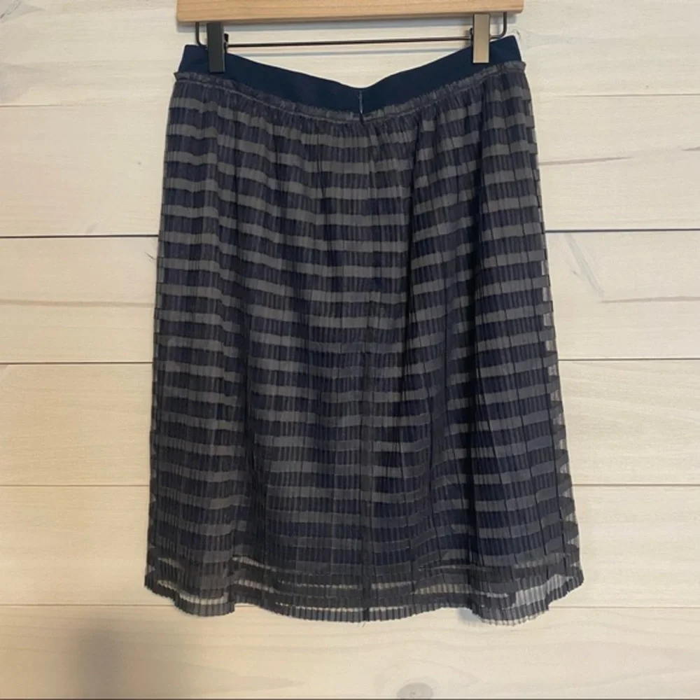 Signature Studio striped lace overlay navy blue skirt